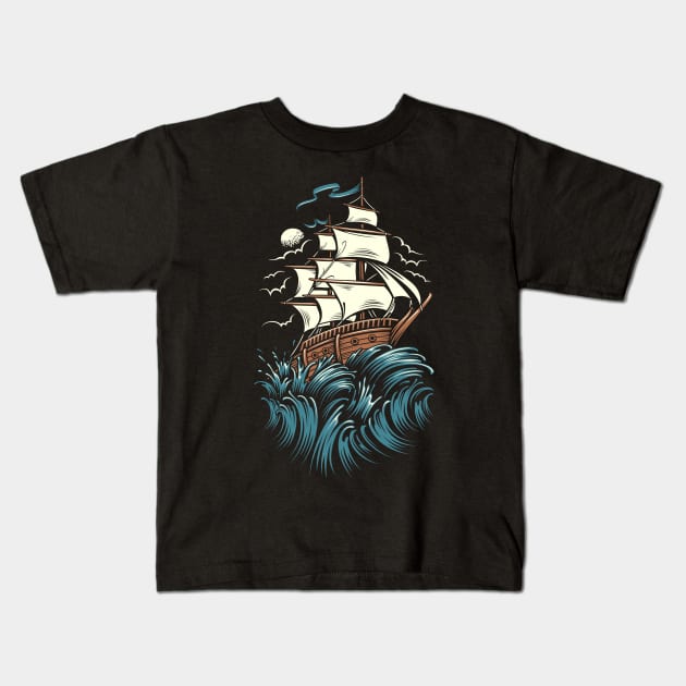 Night Pirate Kids T-Shirt by D3monic